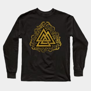 Gold Valknut Symbol Long Sleeve T-Shirt